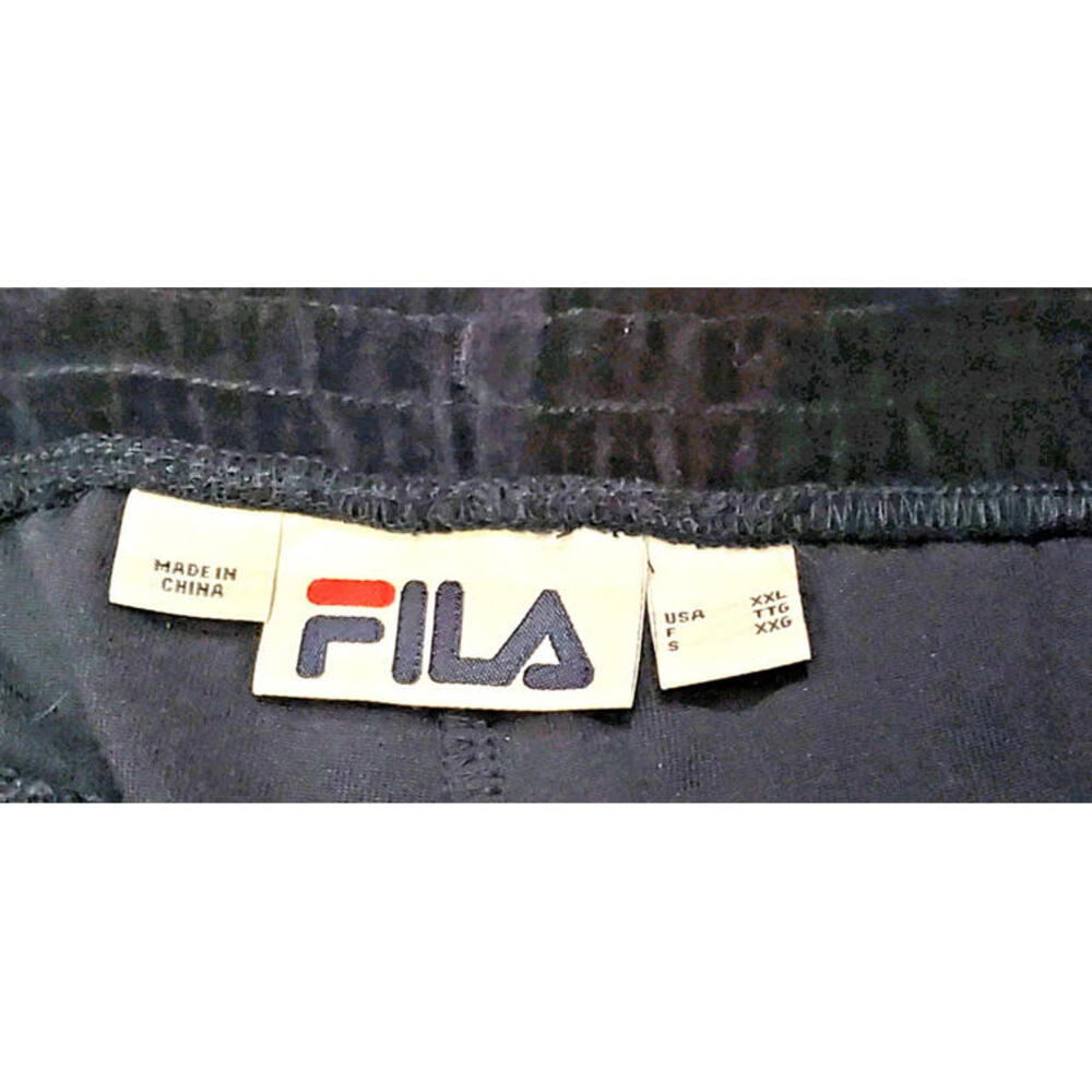 VTG Fila Baggy Velour Pants Men 2XL Navy Blue Ankle Zip Pockets Embroidered Y2K - Picture 6 of 8